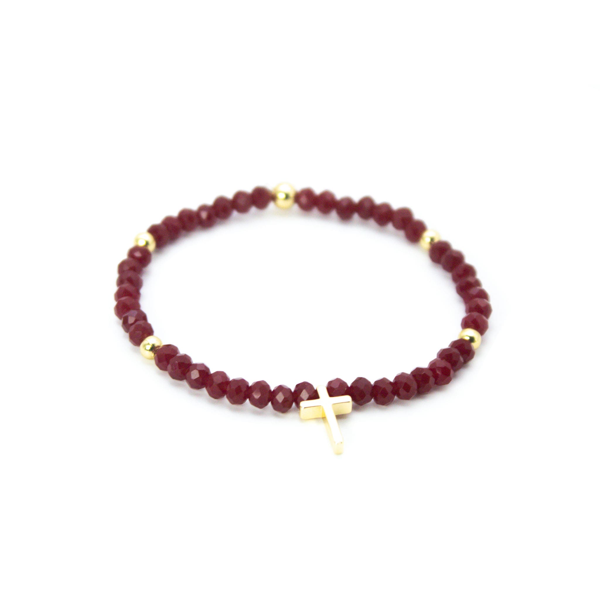 Pulsera Cruz y Carmesí Cristales